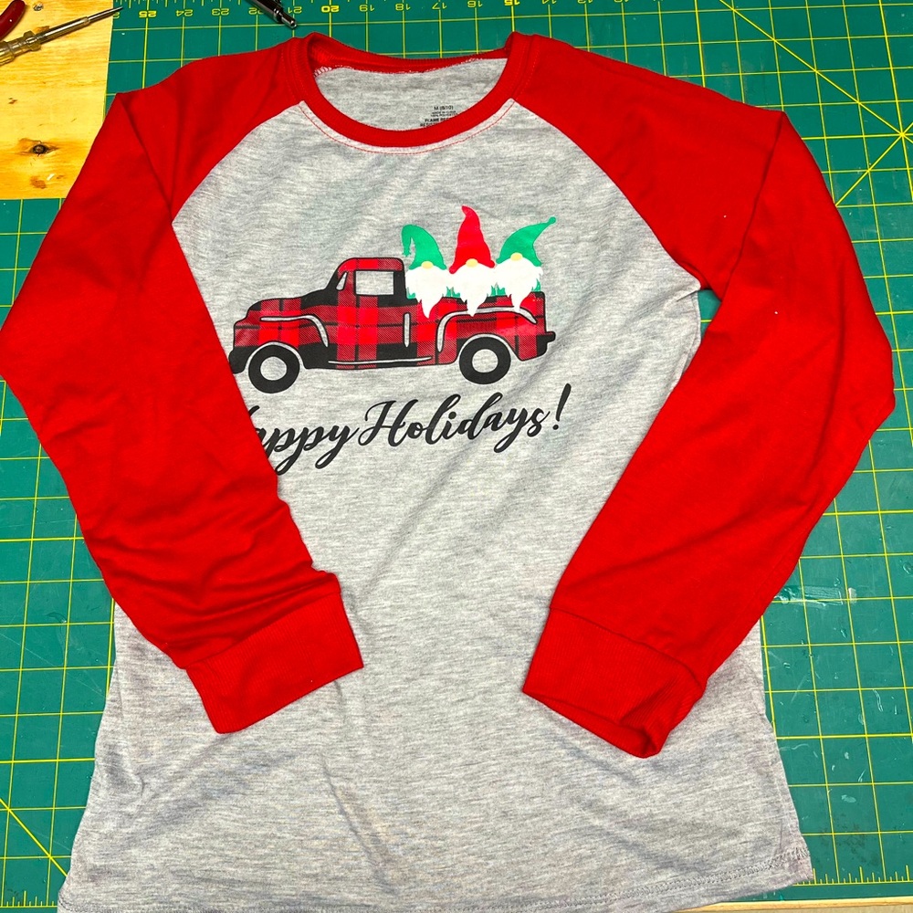 Red and Gray Holiday Child Long Sleeve Shirt